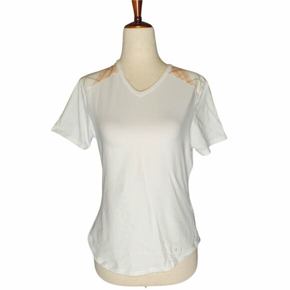 Burberry White T-Shirt w/ Nova Check Pattern Details - Size Medium - Picture 9 of 9
